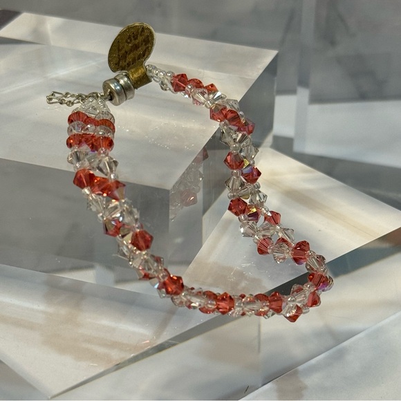 Artisan Crafted Jewelry - NWT Handmade Braided Bracelet With Swarovski Crystals Magnetic Clasp (Rose AB)